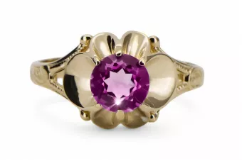 Аметист 14-кв Желтое золото Кольцо Винтаж изделия vrc377y